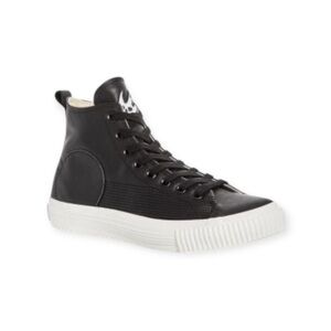 McQ Alexander McQueen ♔ Swallow Plimsoll High Top Leather Sneakers ♔ Black ♔ 38